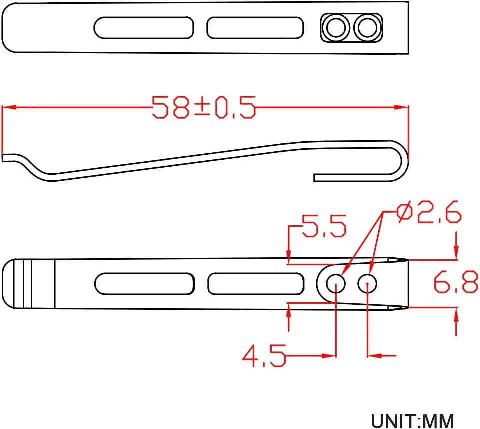 CIVIVI 2PCS Deep Carry Pocket Clip for EDC Knife with Recessed Screw Hole, NOT Screws Included CA-06C - Image 4