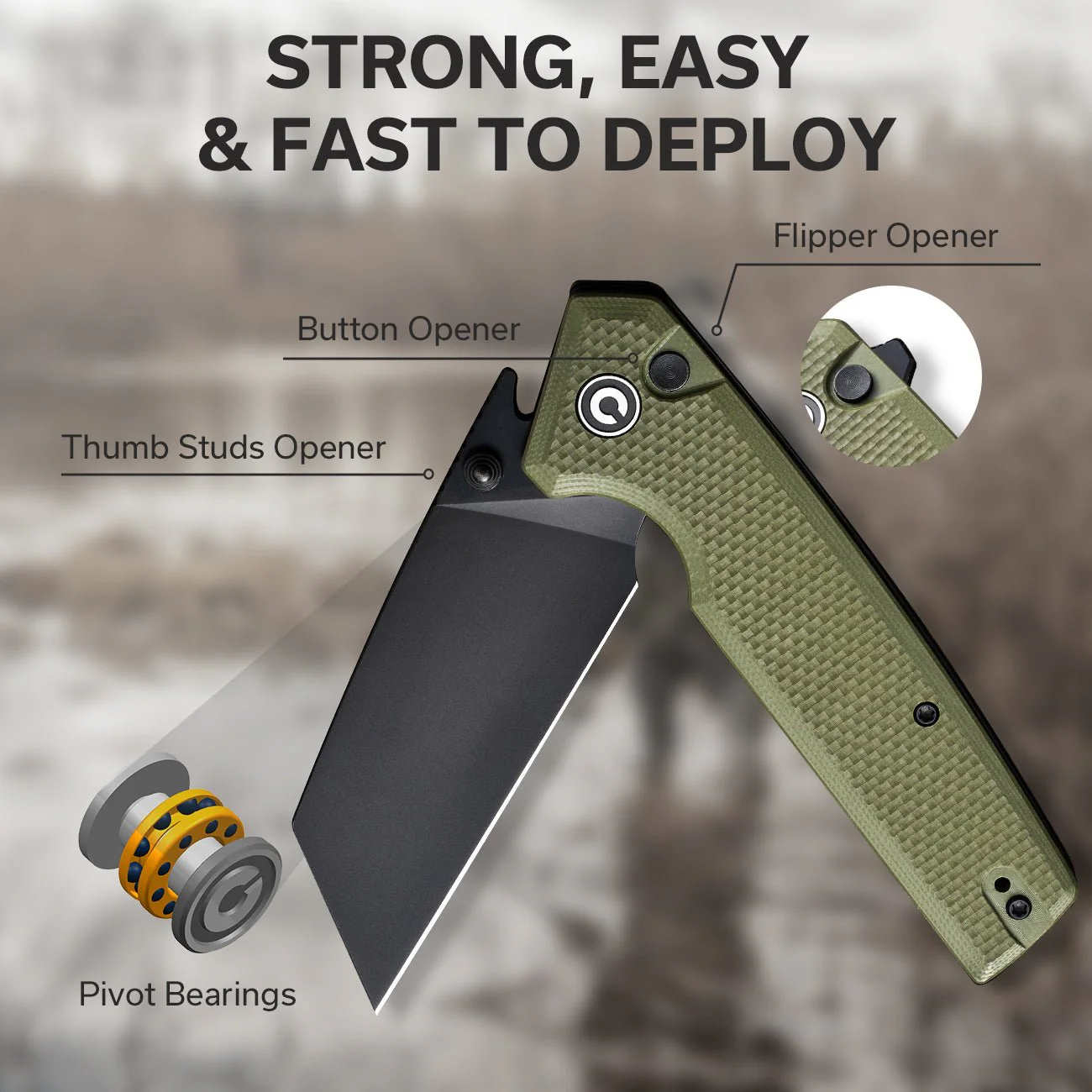 CIVIVI Amirite Flipper & Thumb Stud & Button Lock Knife G10 Handle (3.48" Nitro-V Blade) C23028-3 - Image 4