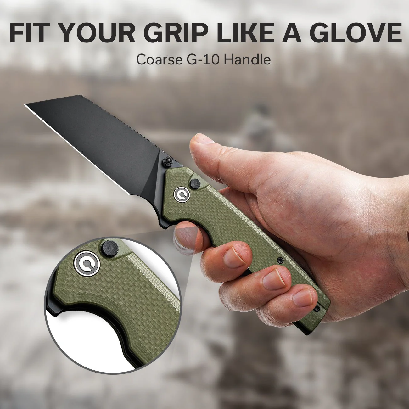 CIVIVI Amirite Flipper & Thumb Stud & Button Lock Knife G10 Handle (3.48" Nitro-V Blade) C23028-3 - Image 5