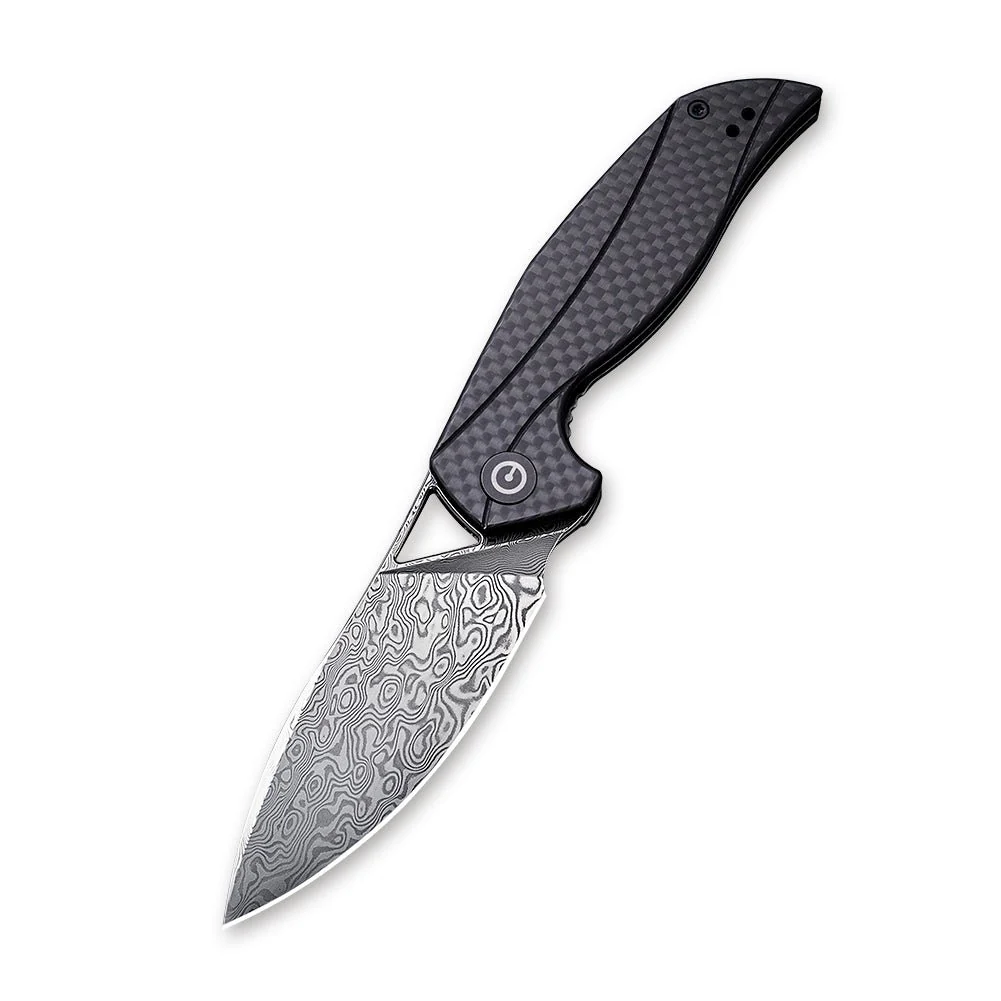CIVIVI Anthropos Flipper Knife G10 & Carbon Fiber Handle (3.25" Damascus Blade) C903DS - Image 3