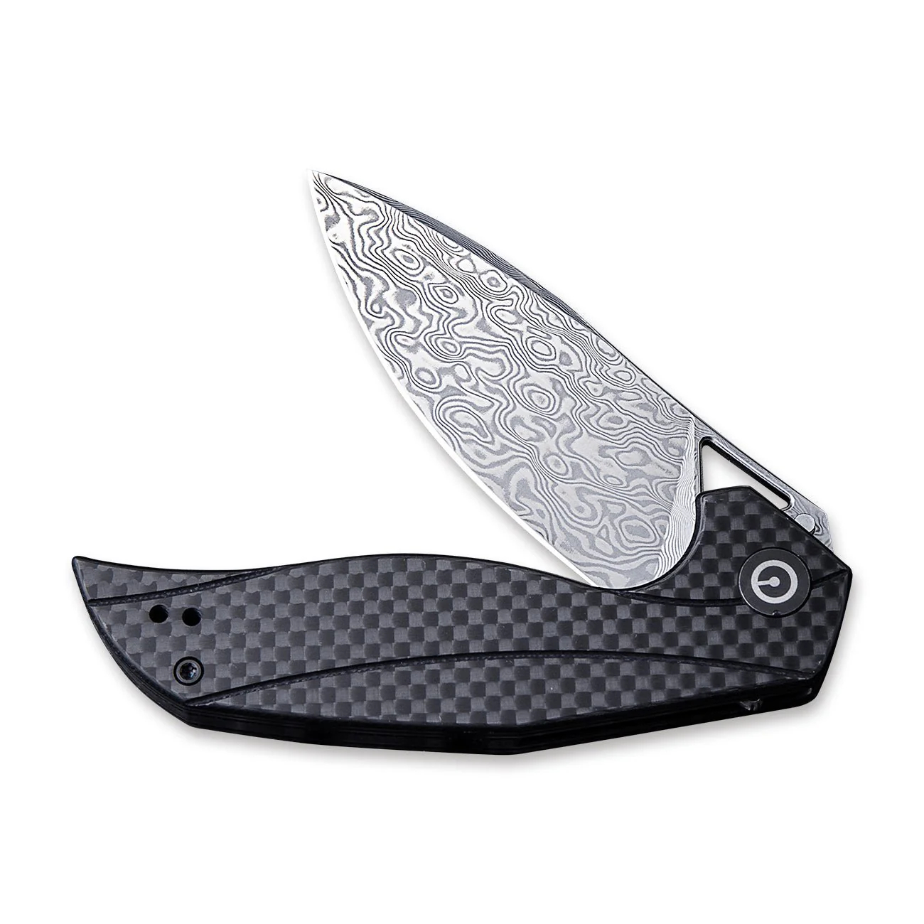 CIVIVI Anthropos Flipper Knife G10 & Carbon Fiber Handle (3.25" Damascus Blade) C903DS - Image 4