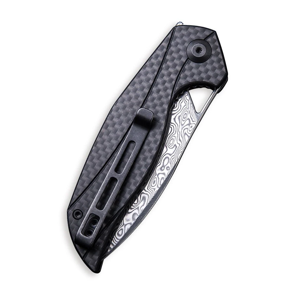 CIVIVI Anthropos Flipper Knife G10 & Carbon Fiber Handle (3.25" Damascus Blade) C903DS - Image 5