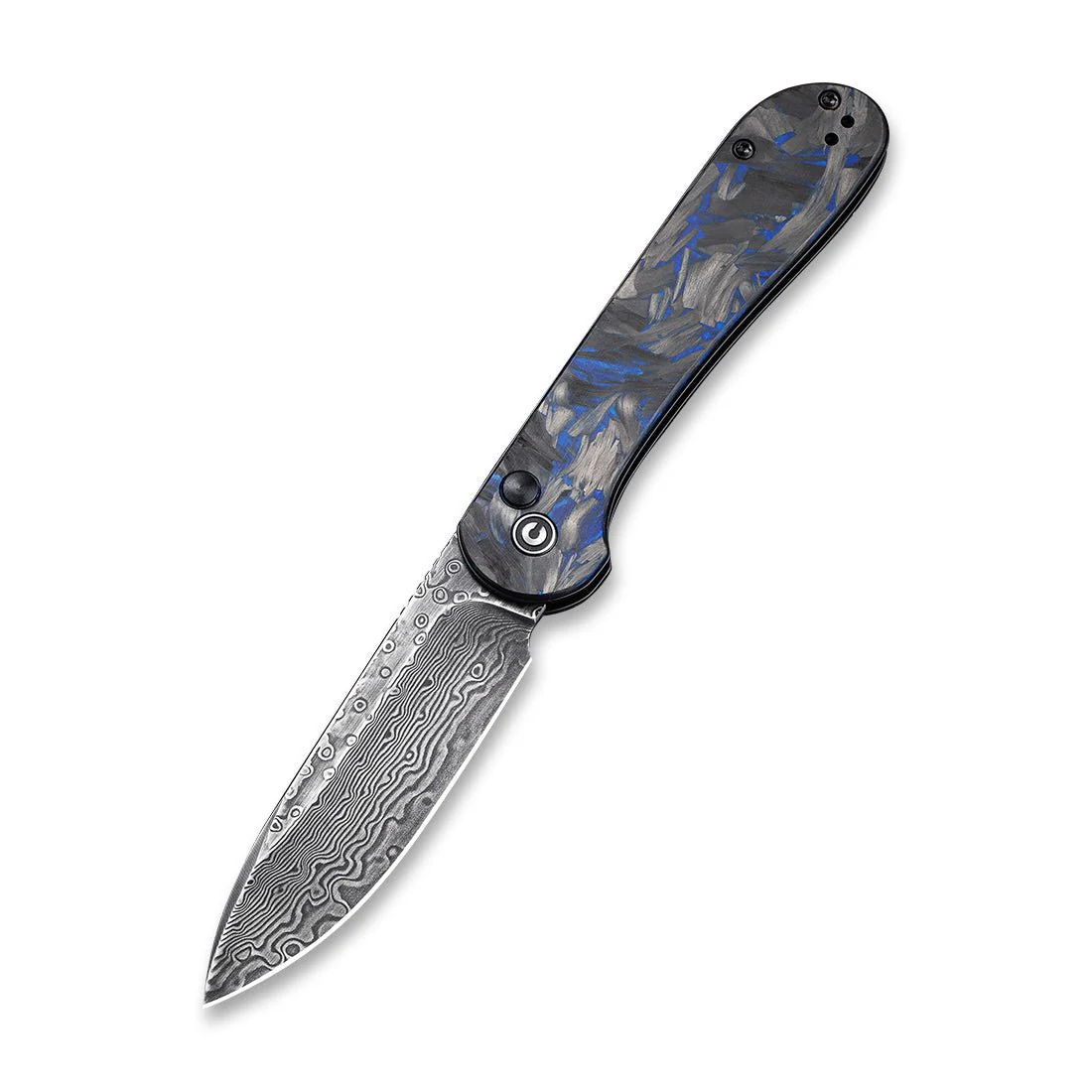 CIVIVI Button Lock Elementum Pocket Knife Carbon Fiber Handle (3.47" Damascus Blade) C2103DS-1 - Image 3