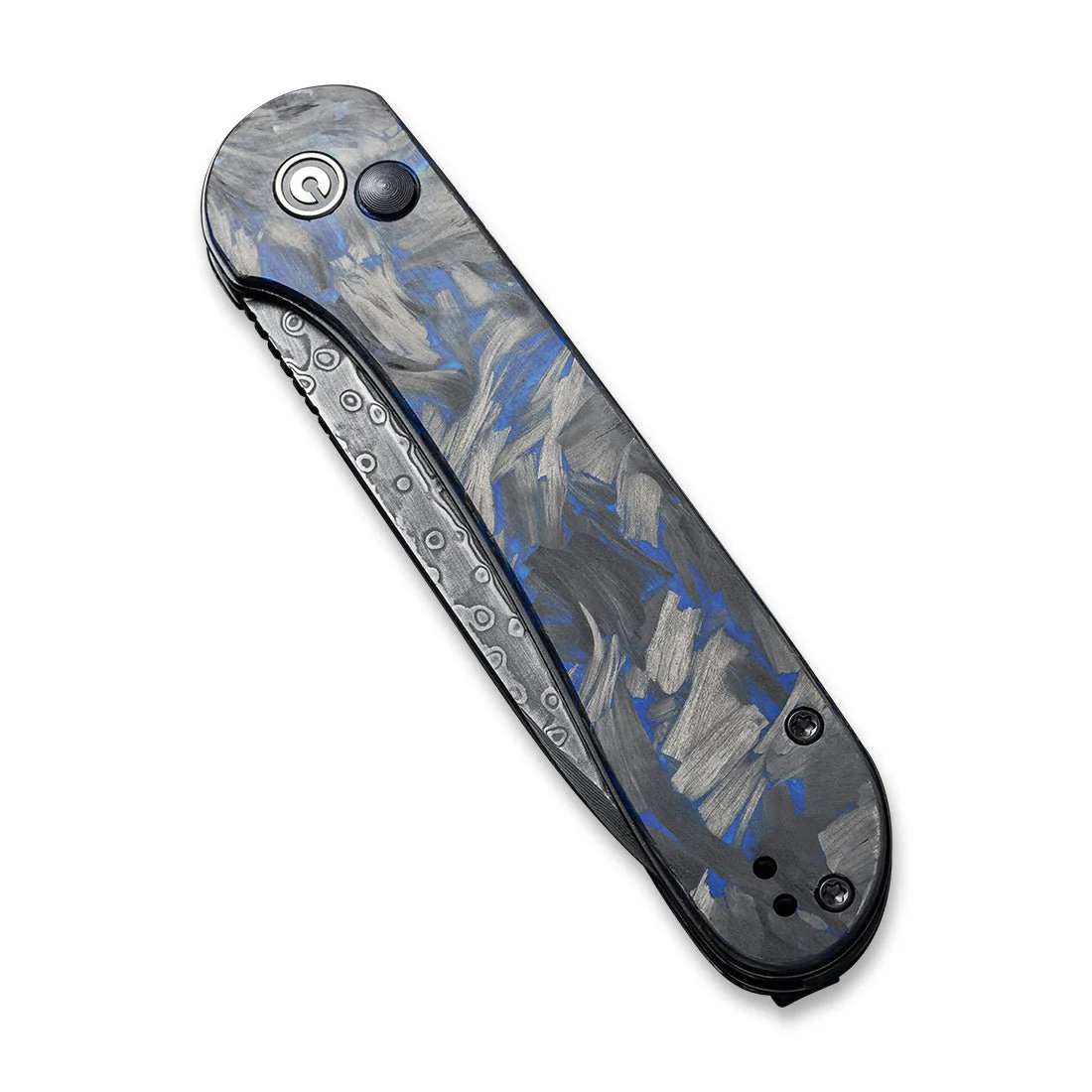 CIVIVI Button Lock Elementum Pocket Knife Carbon Fiber Handle (3.47" Damascus Blade) C2103DS-1 - Image 5