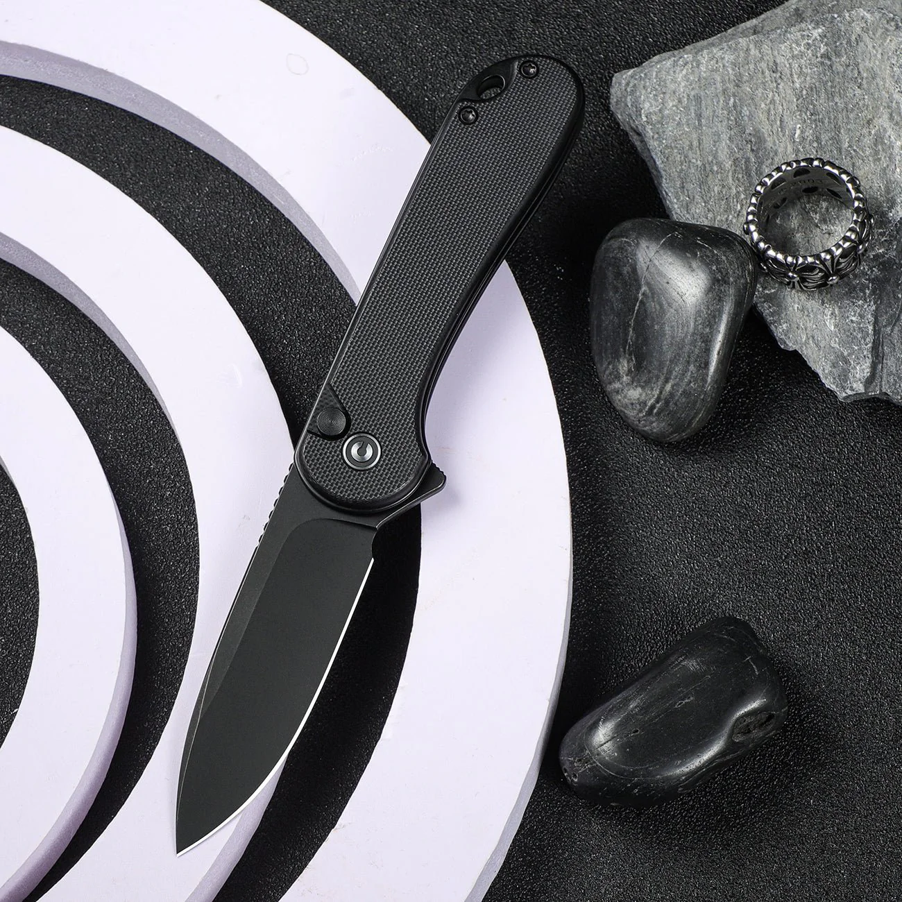 CIVIVI Button Lock Elementum II Flipper Knife G10 Handle (2.96" Nitro-V Blade) C18062P-1 - Image 7