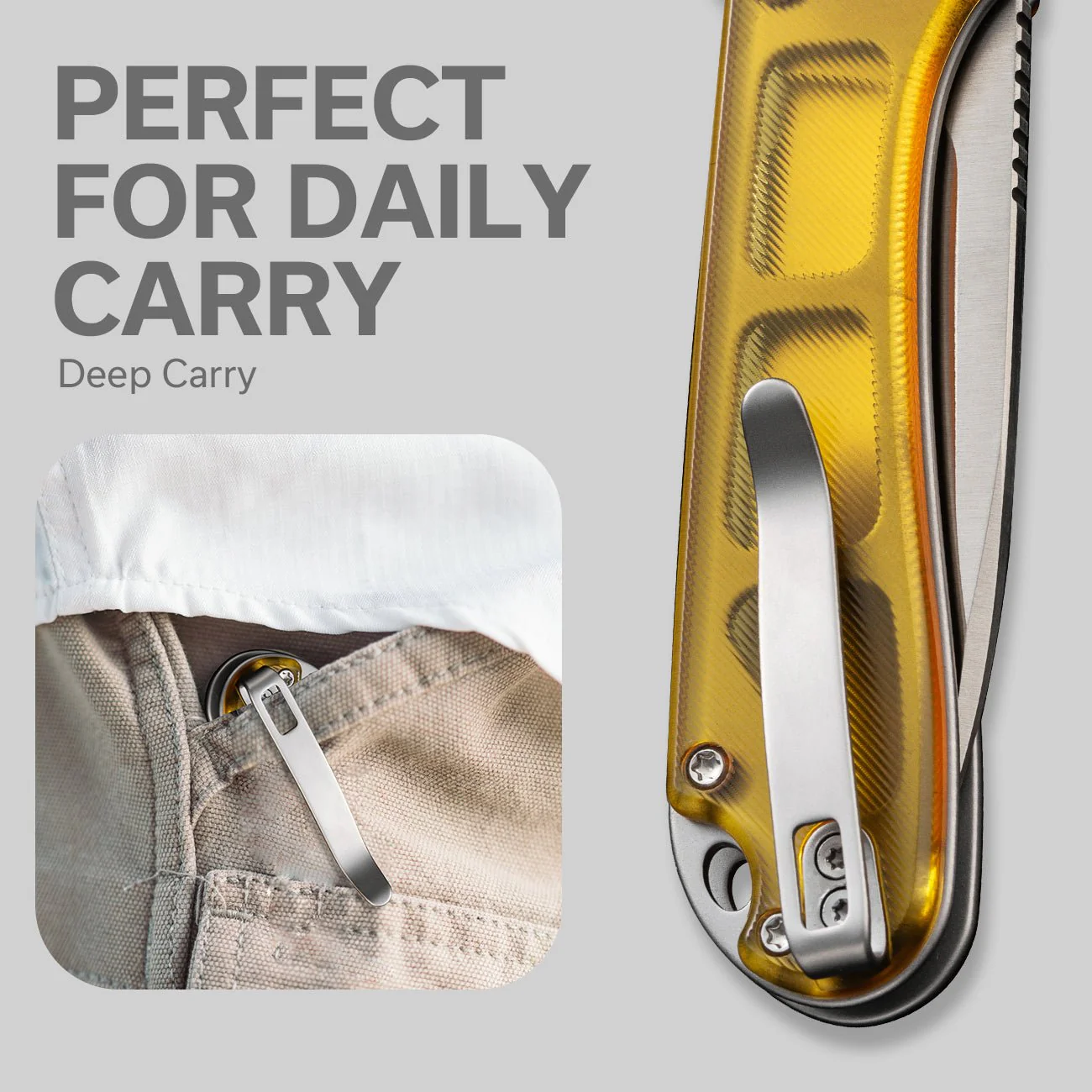 CIVIVI Button Lock Elementum II Flipper Knife Ultem Handle (2.96" Nitro-V Blade) C18062P-7 - Image 5