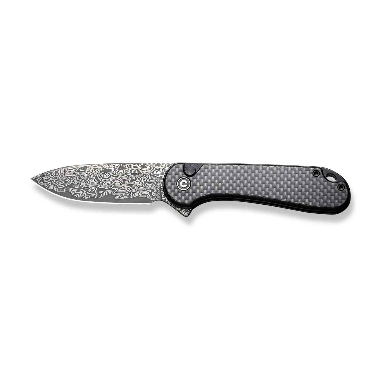 CIVIVI Button Lock Elementum II Flipper Knife Carbon Fiber & G10 Handle (2.96" Damascus Blade) C18062PB-DS1 - Image 10