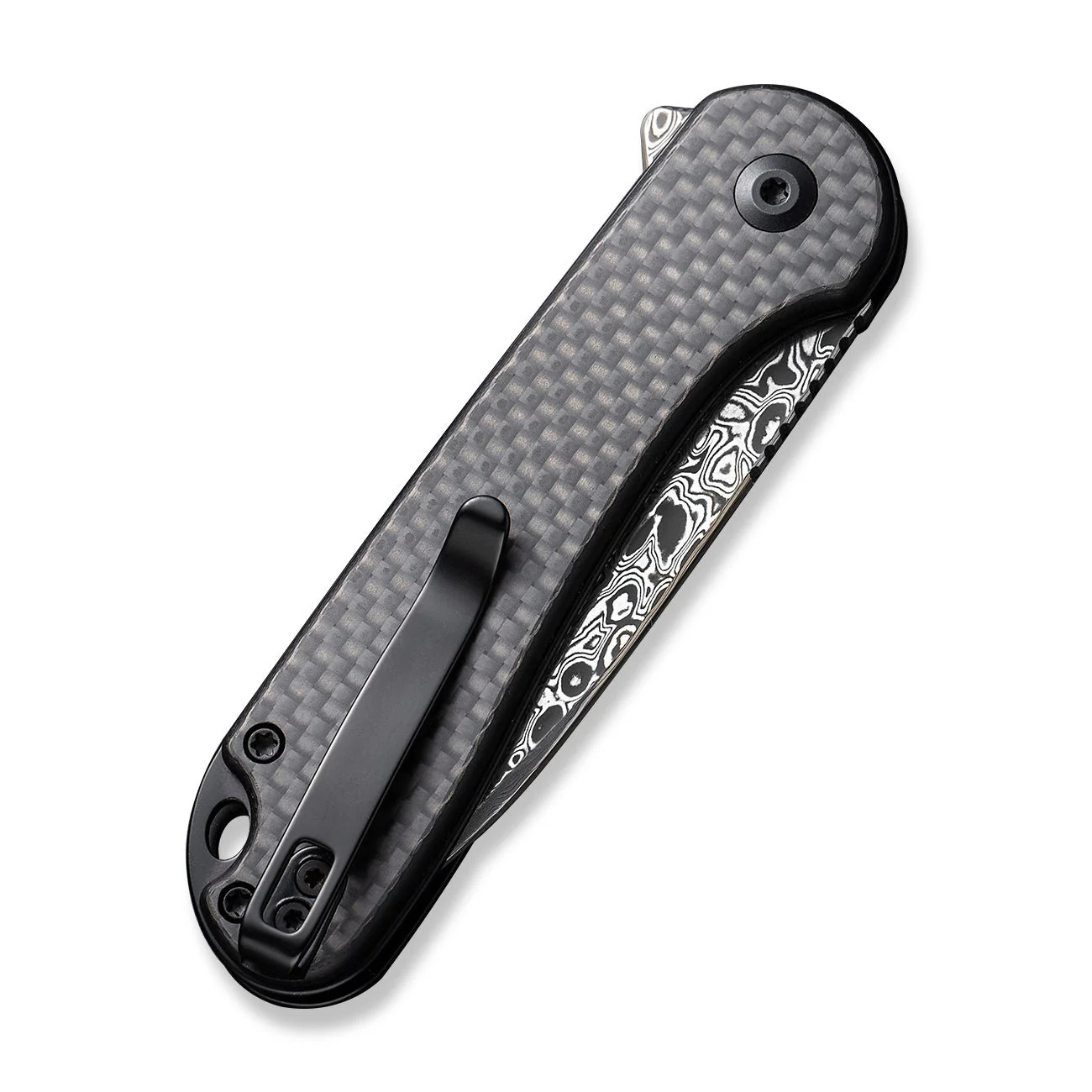CIVIVI Button Lock Elementum II Flipper Knife Carbon Fiber & G10 Handle (2.96" Damascus Blade) C18062PB-DS1 - Image 13