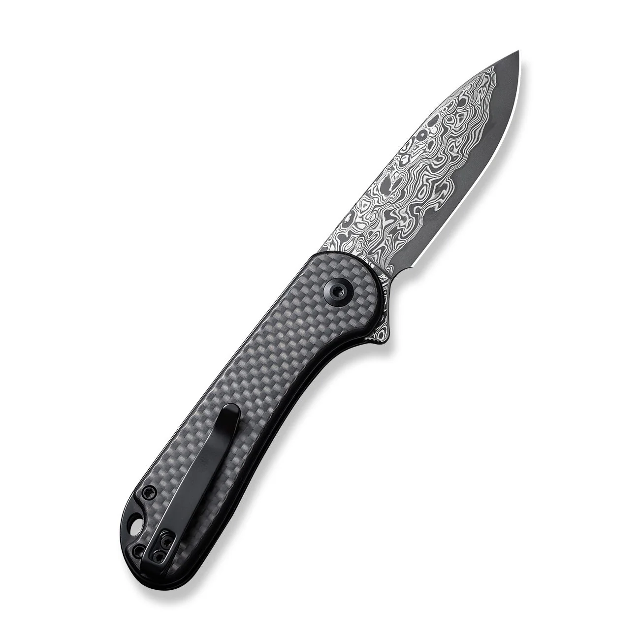 CIVIVI Button Lock Elementum II Flipper Knife Carbon Fiber & G10 Handle (2.96" Damascus Blade) C18062PB-DS1 - Image 8