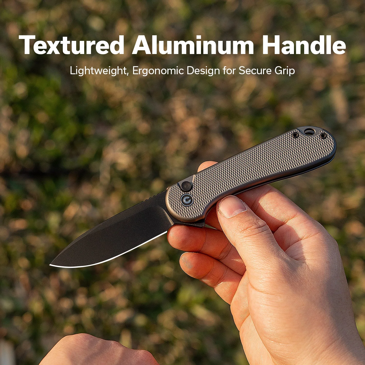 CIVIVI Button Lock Elementum II Flipper Knife Aluminum Handle (2.96" Nitro-V Blade) C18062PD-1 - Image 3