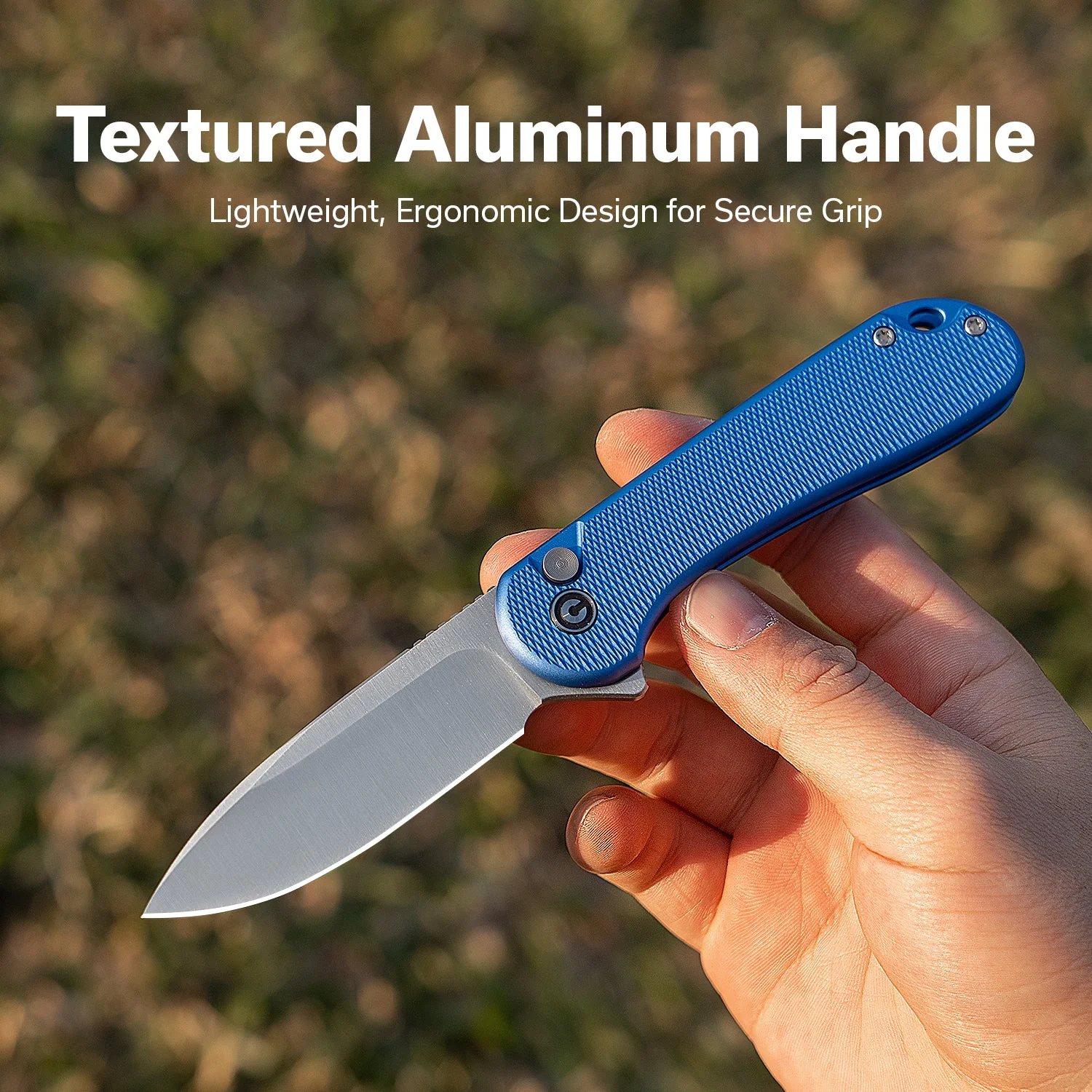 CIVIVI Button Lock Elementum II Flipper Knife Aluminum Handle (2.96" Nitro-V Blade) C18062PD-2 - Image 3