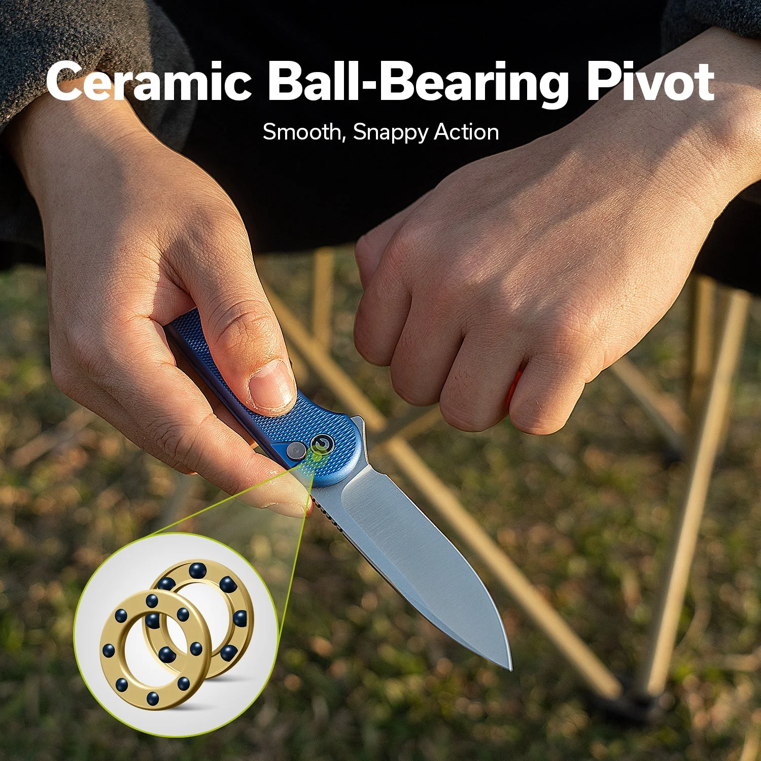 CIVIVI Button Lock Elementum II Flipper Knife Aluminum Handle (2.96" Nitro-V Blade) C18062PD-2 - Image 4