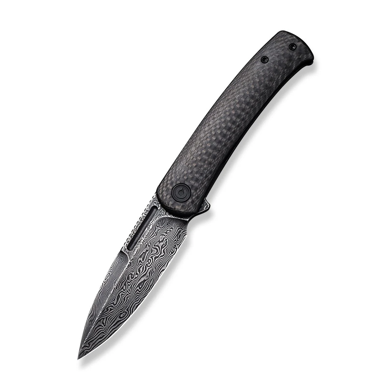 CIVIVI Cetos Flipper Knife Carbon Fiber & Stainless Steel Handle (3.48" Damascus Blade) C21025B-DS1 - Image 3