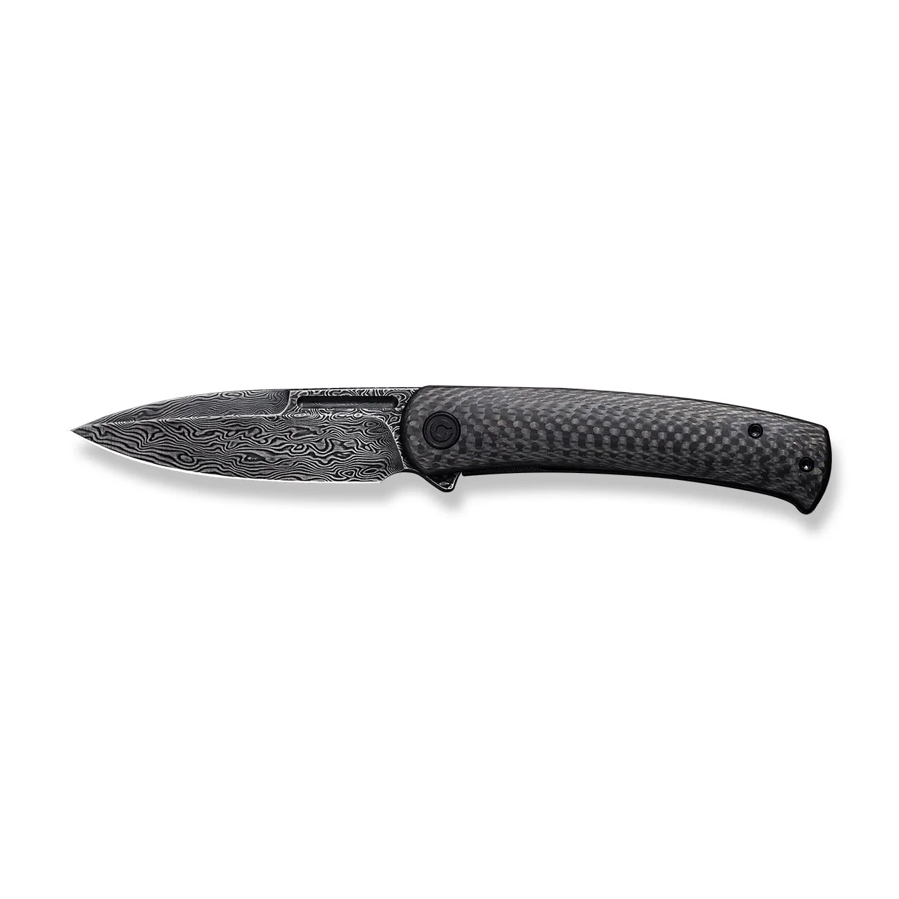 CIVIVI Cetos Flipper Knife Carbon Fiber & Stainless Steel Handle (3.48" Damascus Blade) C21025B-DS1 - Image 4