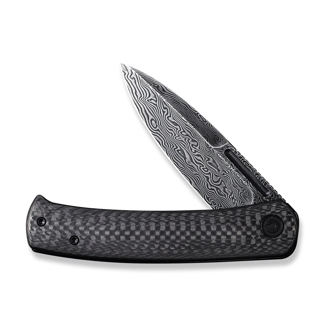 CIVIVI Cetos Flipper Knife Carbon Fiber & Stainless Steel Handle (3.48" Damascus Blade) C21025B-DS1 - Image 5