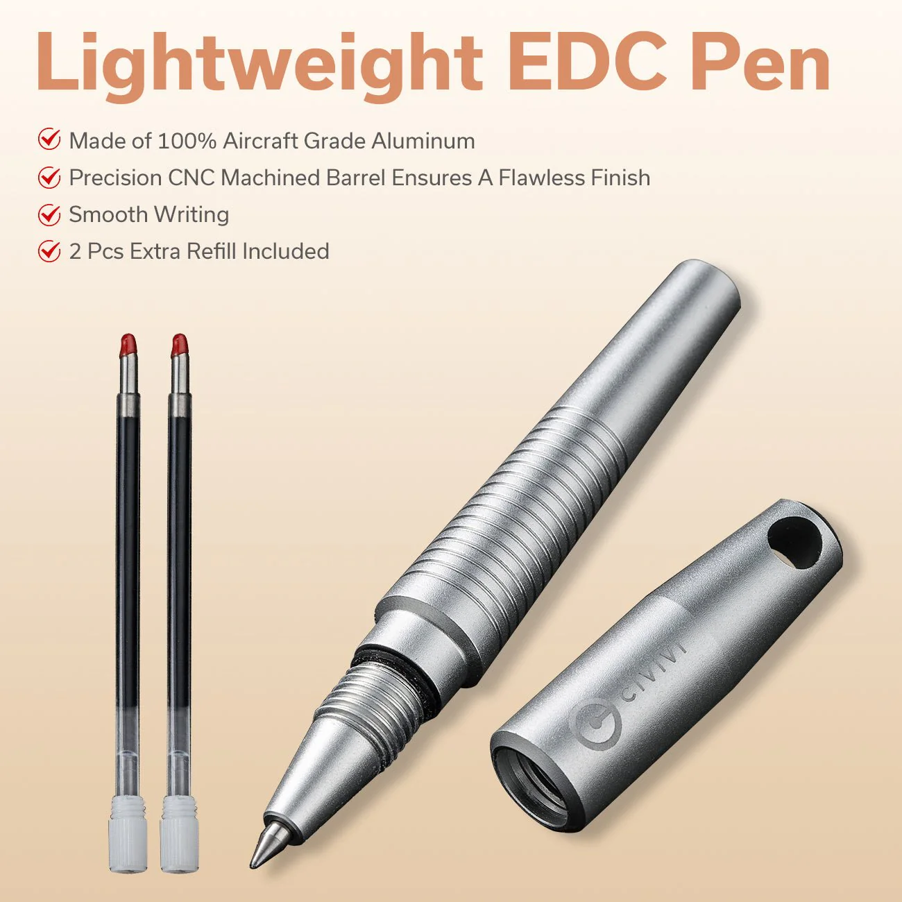 CIVIVI StellarQuill Pen & Button Lock Elementum II Flipper Knife Combo Gift Pack C23049 - Image 7