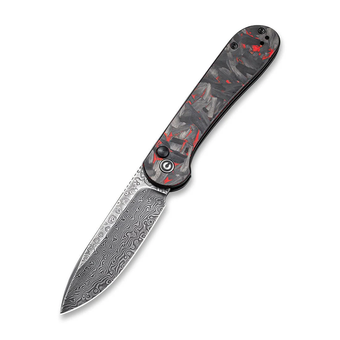 CIVIVI Button Lock Elementum Pocket Knife Carbon Fiber Handle (3.47" Damascus Blade) C2103DS-2 - Image 3