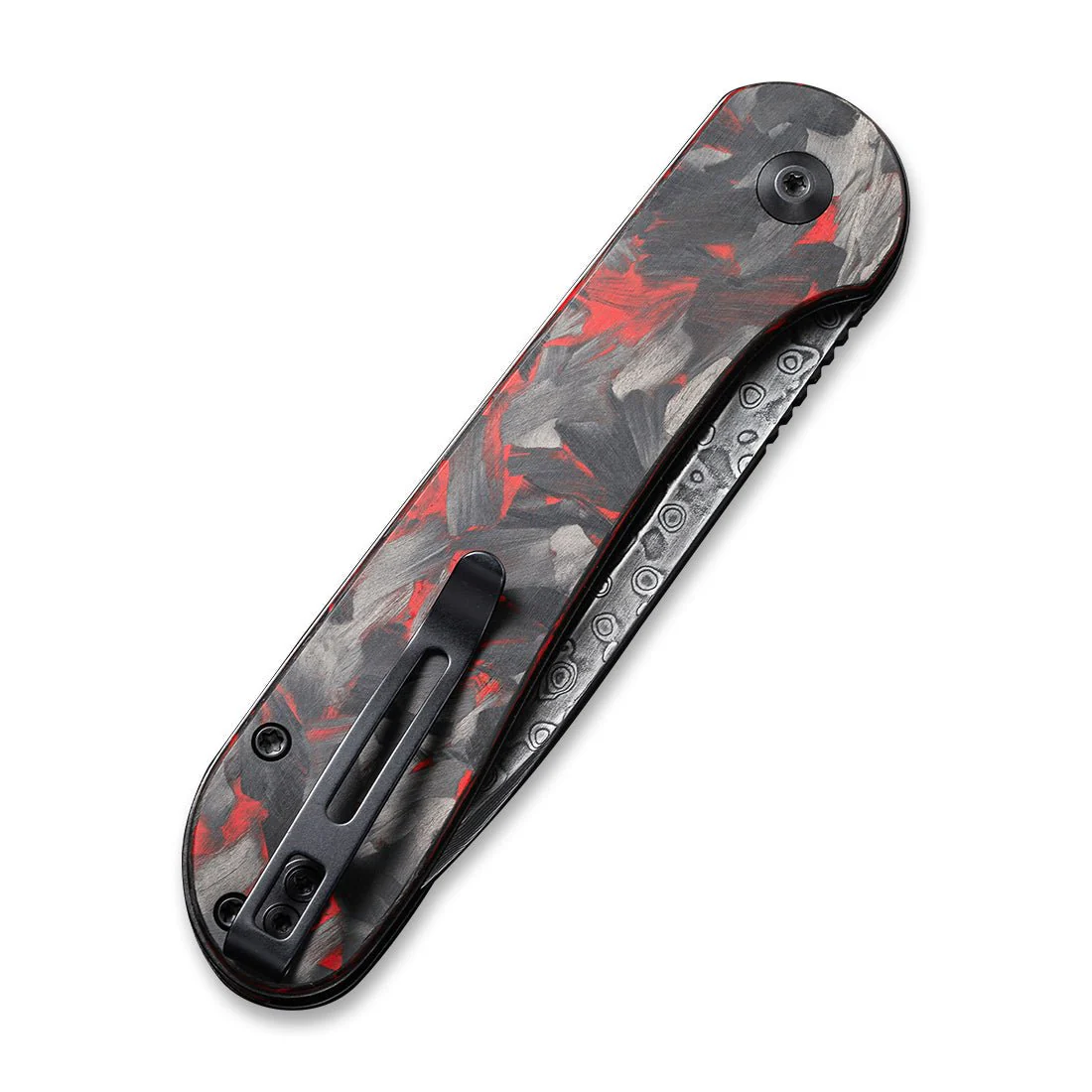 CIVIVI Button Lock Elementum Pocket Knife Carbon Fiber Handle (3.47" Damascus Blade) C2103DS-2 - Image 6