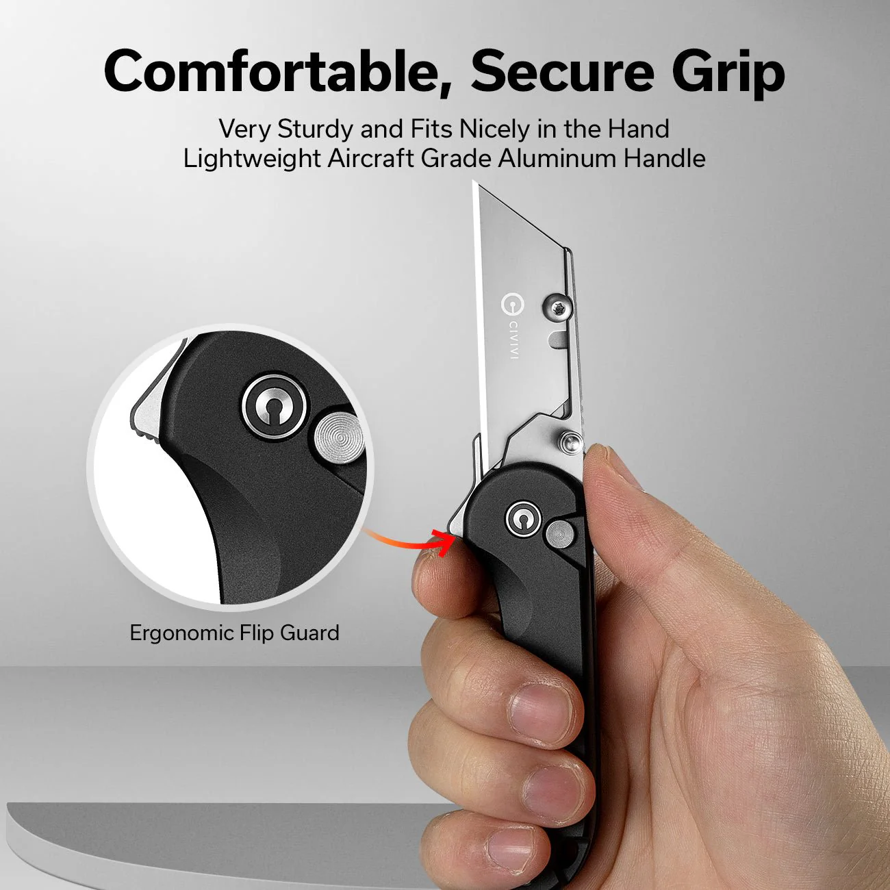 CIVIVI Elementum Utility Thumb Stud & Button Lock Knife Aluminum Handle (2.26" S/S Blade Holder & 6Cr13 Blade) C23039B-1 - Image 4