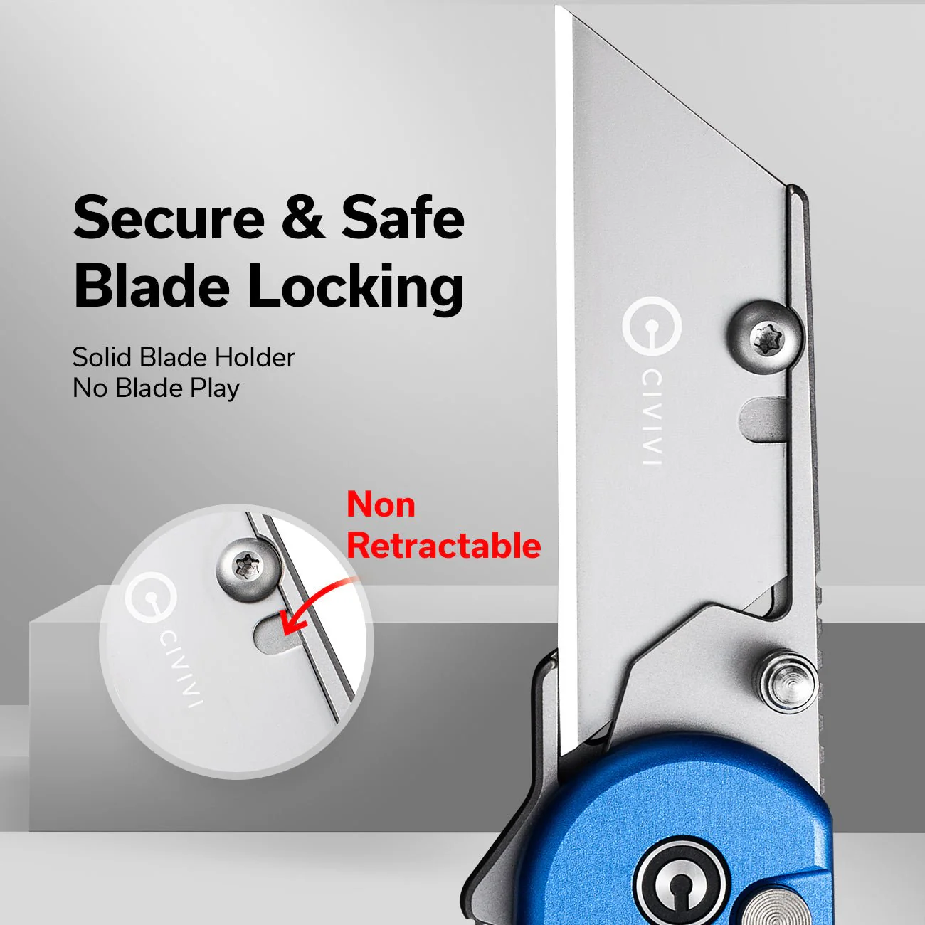 CIVIVI Elementum Utility Thumb Stud & Button Lock Knife Aluminum Handle (2.26" S/S Blade Holder & 6Cr13 Blade) C23039B-2 - Image 3