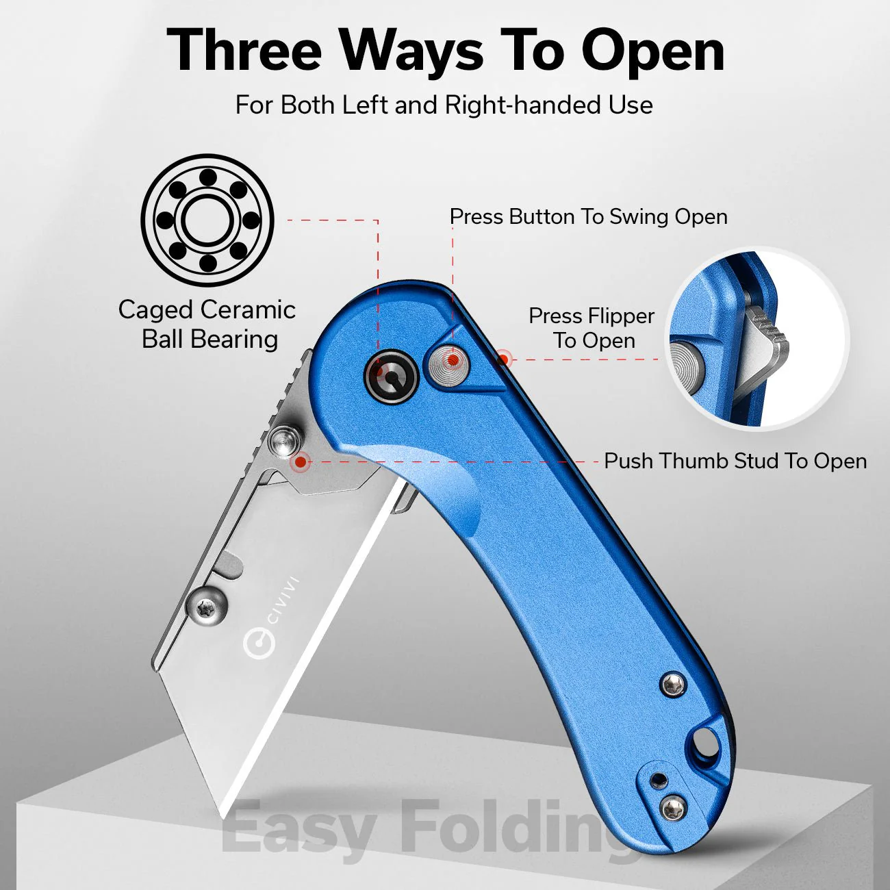 CIVIVI Elementum Utility Thumb Stud & Button Lock Knife Aluminum Handle (2.26" S/S Blade Holder & 6Cr13 Blade) C23039B-2 - Image 5