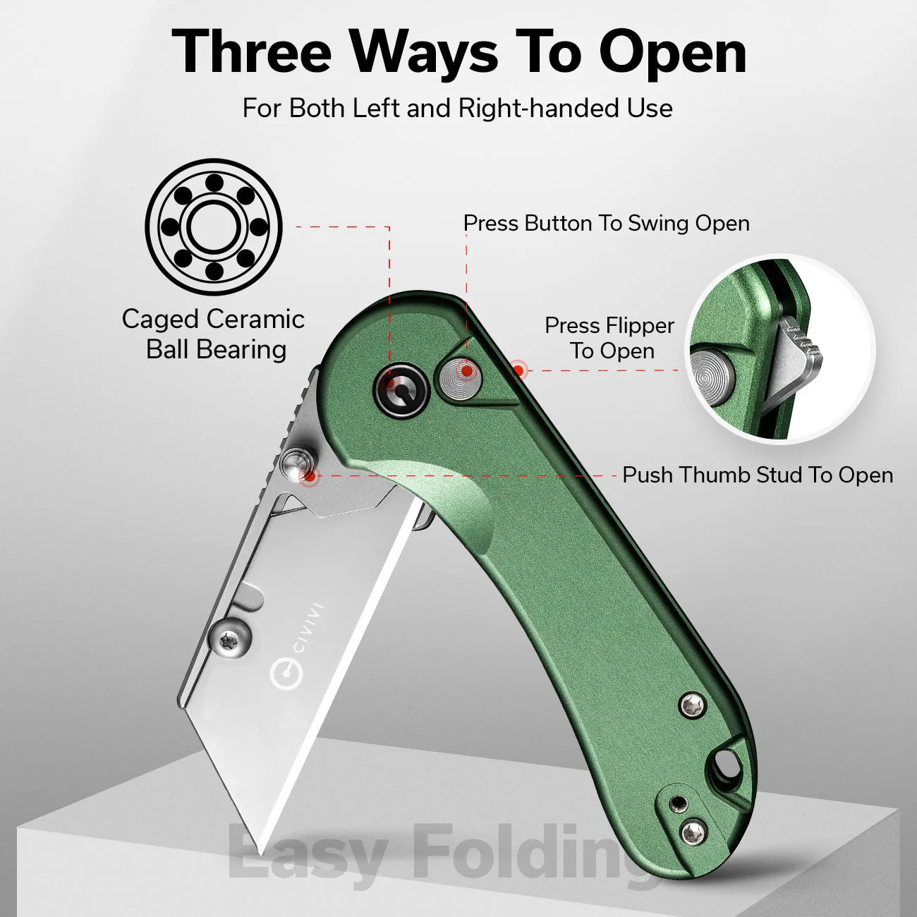 CIVIVI Elementum Utility Thumb Stud & Button Lock Knife Aluminum Handle (2.26" S/S Blade Holder & 6Cr13 Blade) C23039B-3 - Image 5