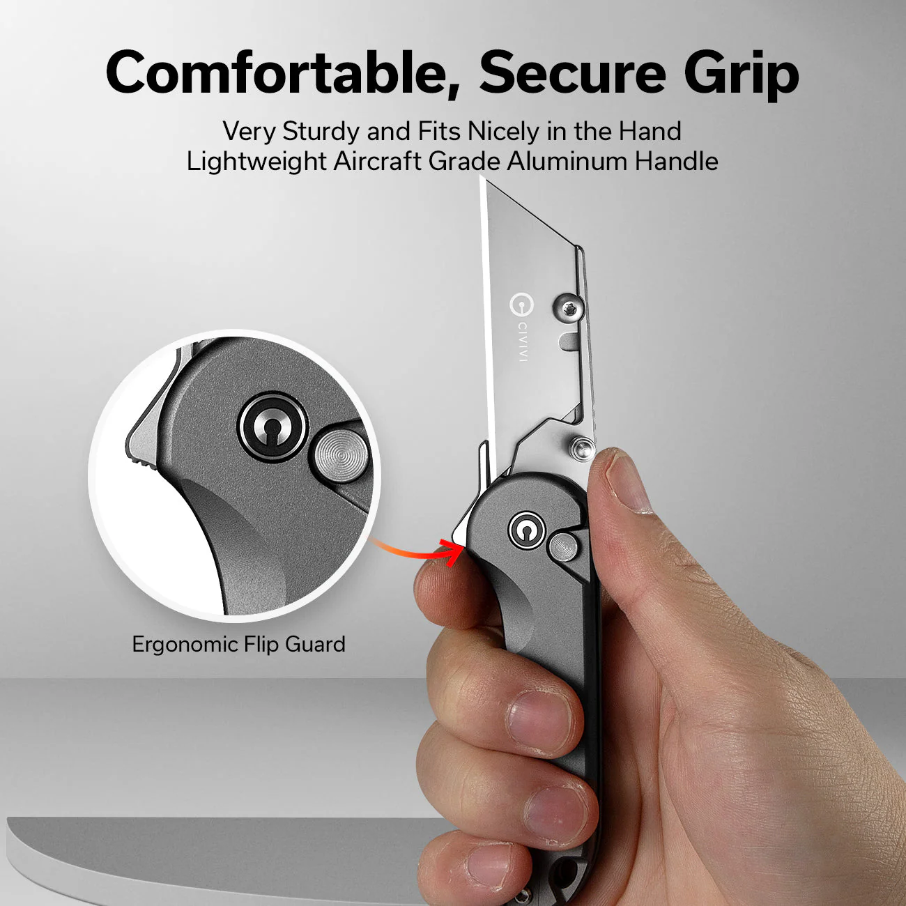 CIVIVI Elementum Utility Thumb Stud & Button Lock Knife Aluminum Handle (2.26" S/S Blade Holder & 6Cr13 Blade) C23039B-4 - Image 4