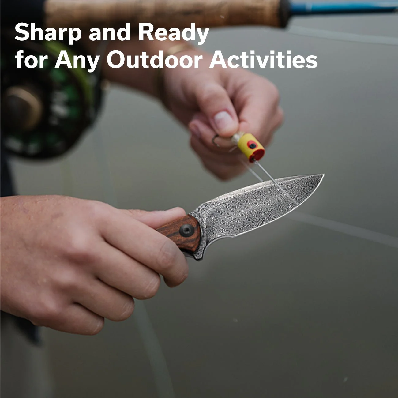 CIVIVI Mini Praxis Flipper Knife Wood Handle (2.98" Damascus Blade) C18026C-DS1 - Image 4