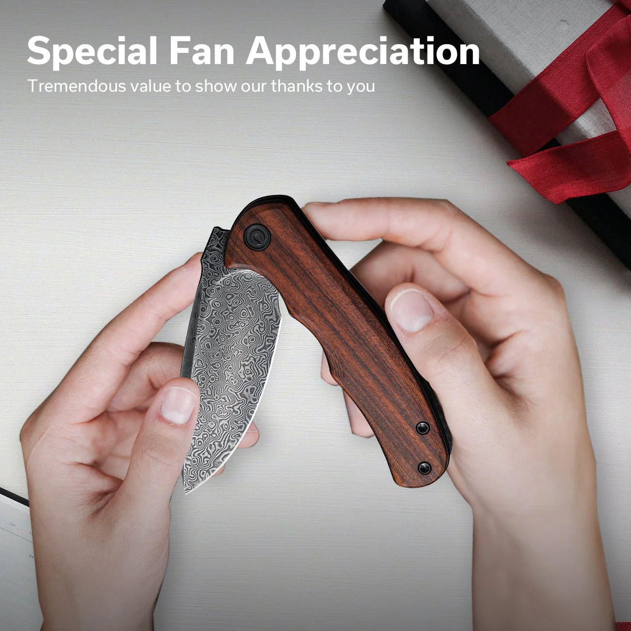 CIVIVI Mini Praxis Flipper Knife Wood Handle (2.98" Damascus Blade) C18026C-DS1 - Image 6