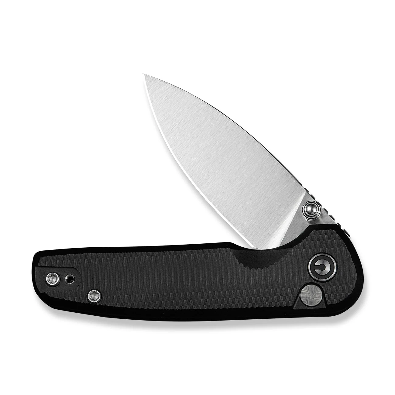 CIVIVI Mini Shakan Flipper & Thumb Stud & Button Lock Knife Ripple Patterned Black Aluminum Handle (2.48" Satin Finished Nitro-V Blade) C20052F-1 - Image 11