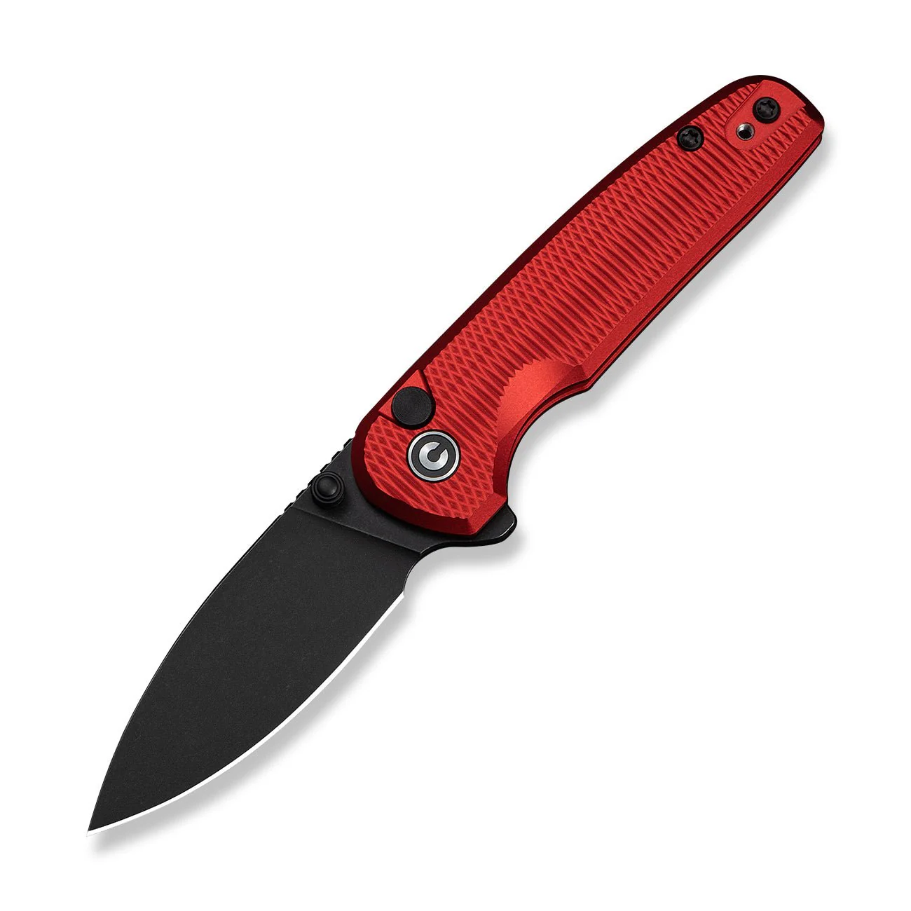 CIVIVI Mini Shakan Flipper & Thumb Stud & Button Lock Knife Ripple Patterned Red Aluminum Handle (2.48" Black Stonewashed Nitro-V Blade) C20052F-2 - Image 9