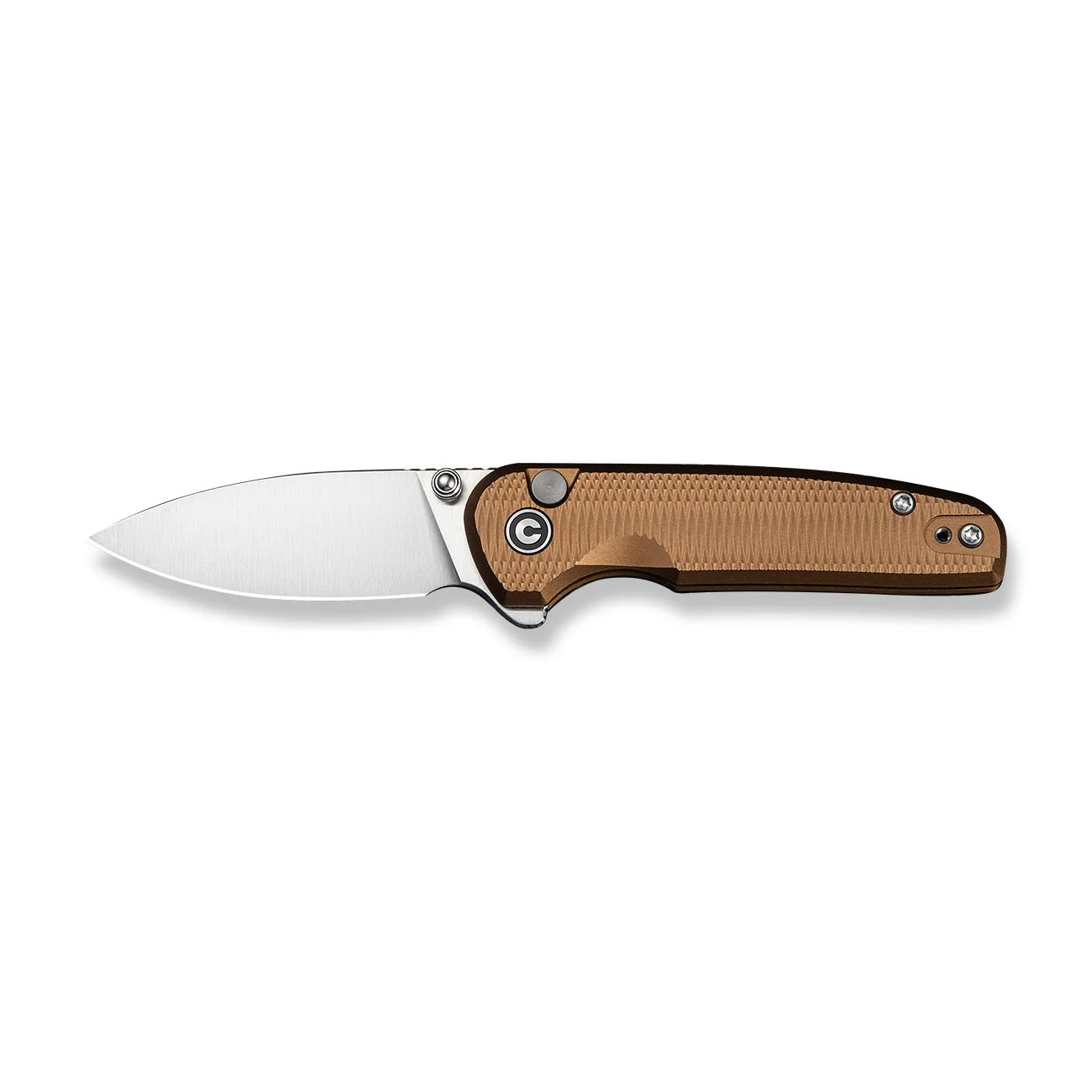 CIVIVI Mini Shakan Flipper & Thumb Stud & Button Lock Knife Ripple Patterned Coyote Brown Aluminum Handle (2.48" Satin Finished Nitro-V Blade) C20052F-3 - Image 10