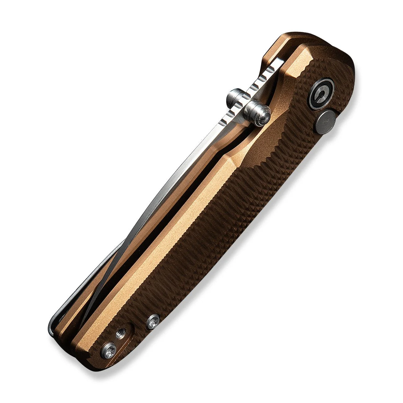 CIVIVI Mini Shakan Flipper & Thumb Stud & Button Lock Knife Ripple Patterned Coyote Brown Aluminum Handle (2.48" Satin Finished Nitro-V Blade) C20052F-3 - Image 14