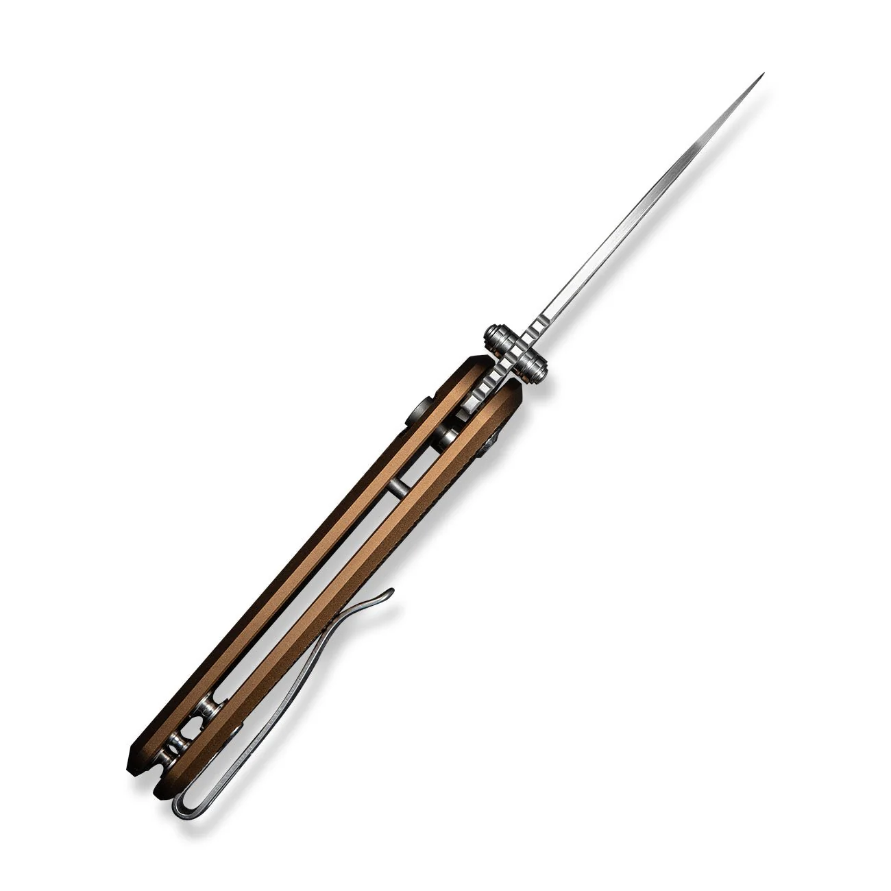 CIVIVI Mini Shakan Flipper & Thumb Stud & Button Lock Knife Ripple Patterned Coyote Brown Aluminum Handle (2.48" Satin Finished Nitro-V Blade) C20052F-3 - Image 15