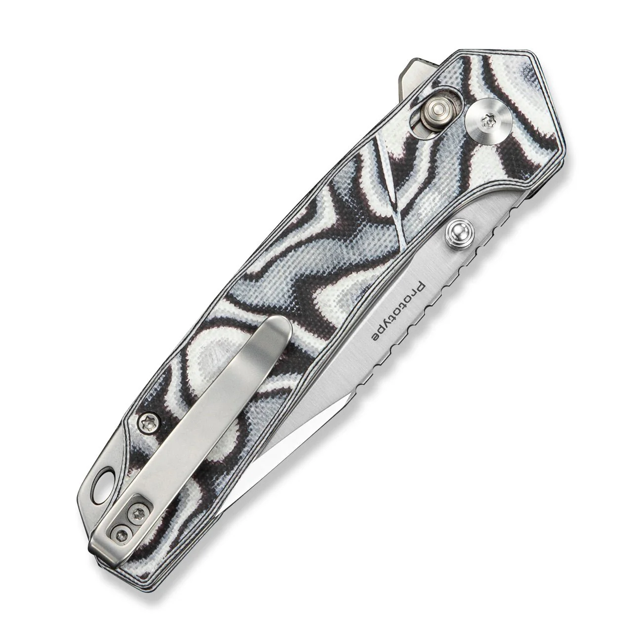 CIVIVI Nemain Flipper & Button Lock Knife Black & White G10 Handle (3.15" Satin Finished Nitro-V Blade) C25083 Sample1 - Image 4