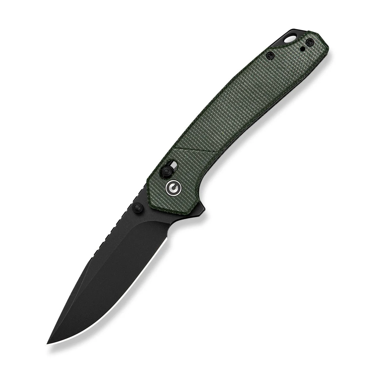 CIVIVI Nemain Flipper & Button Lock Knife Green Canvas Micarta Handle (3.15" Black Stonewashed Nitro-V Blade) C25083 Sample2 - Image 3