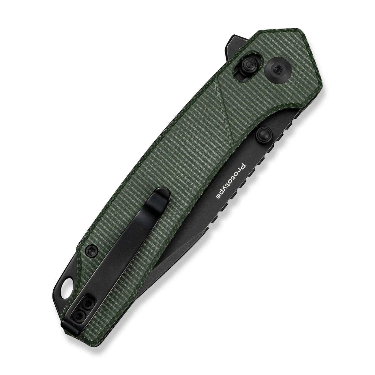 CIVIVI Nemain Flipper & Button Lock Knife Green Canvas Micarta Handle (3.15" Black Stonewashed Nitro-V Blade) C25083 Sample2 - Image 4