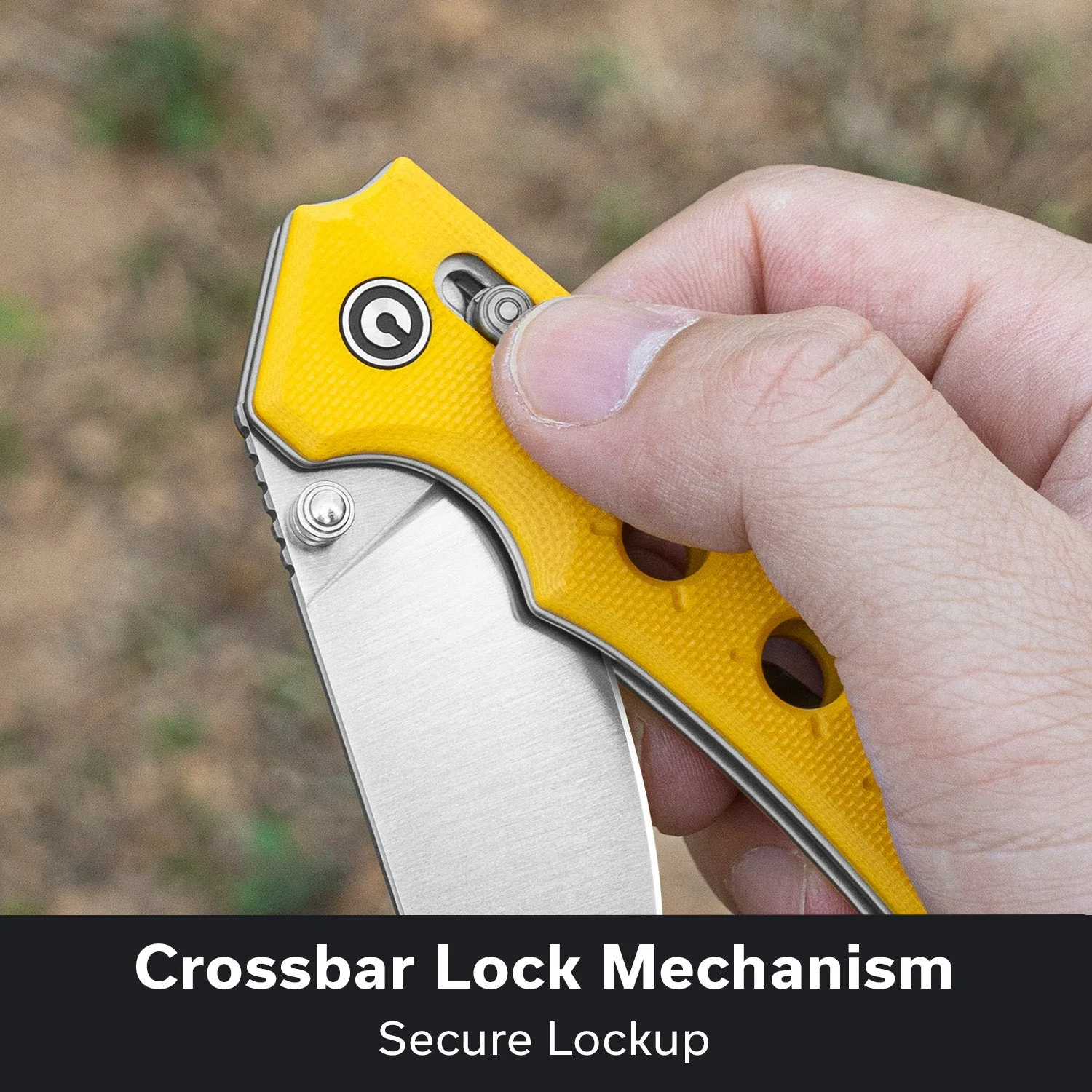 CIVIVI Noctis Thumb Stud & Crossbar Lock Knife Yellow G10 Handle (2.98" Satin Finished Nitro-V Blade) C24020C-2 - Image 4