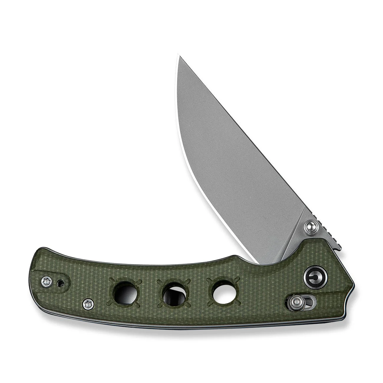 CIVIVI Noctis Thumb Stud & Crossbar Lock Knife Olive Canvas Micarta Handle (2.98" Stonewashed Nitro-V Blade) C24020C-3 - Image 11