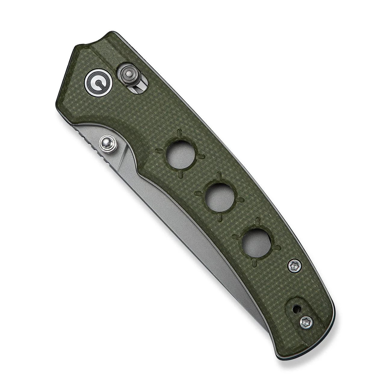 CIVIVI Noctis Thumb Stud & Crossbar Lock Knife Olive Canvas Micarta Handle (2.98" Stonewashed Nitro-V Blade) C24020C-3 - Image 12