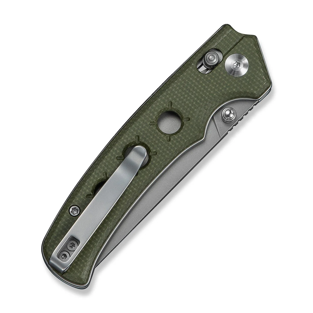 CIVIVI Noctis Thumb Stud & Crossbar Lock Knife Olive Canvas Micarta Handle (2.98" Stonewashed Nitro-V Blade) C24020C-3 - Image 13