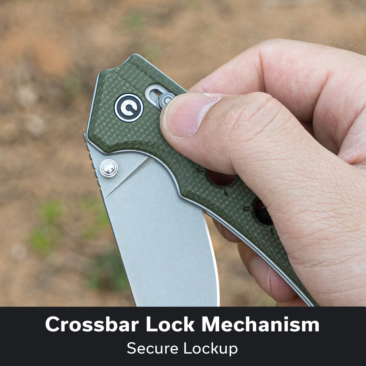 CIVIVI Noctis Thumb Stud & Crossbar Lock Knife Olive Canvas Micarta Handle (2.98" Stonewashed Nitro-V Blade) C24020C-3 - Image 4