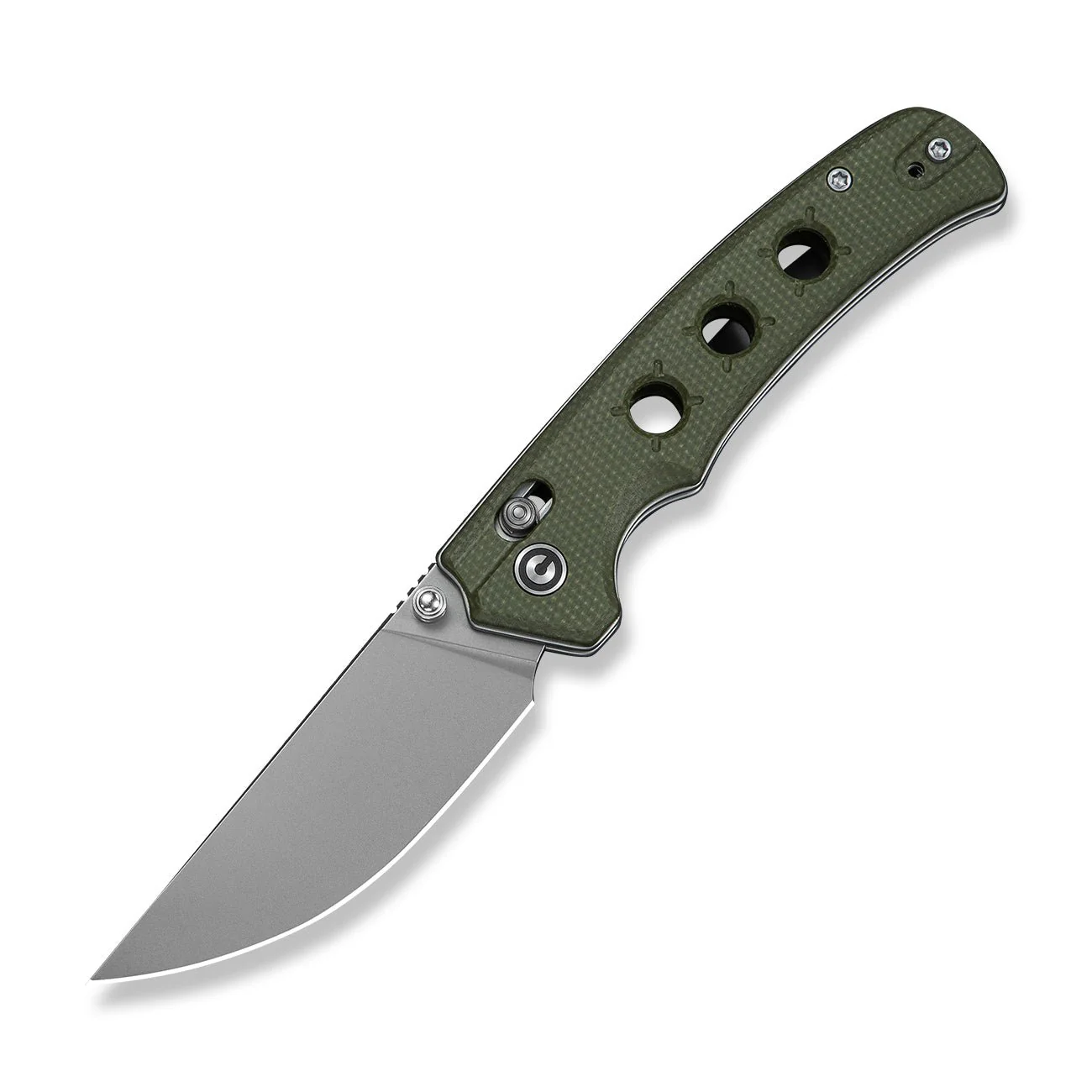 CIVIVI Noctis Thumb Stud & Crossbar Lock Knife Olive Canvas Micarta Handle (2.98" Stonewashed Nitro-V Blade) C24020C-3 - Image 9