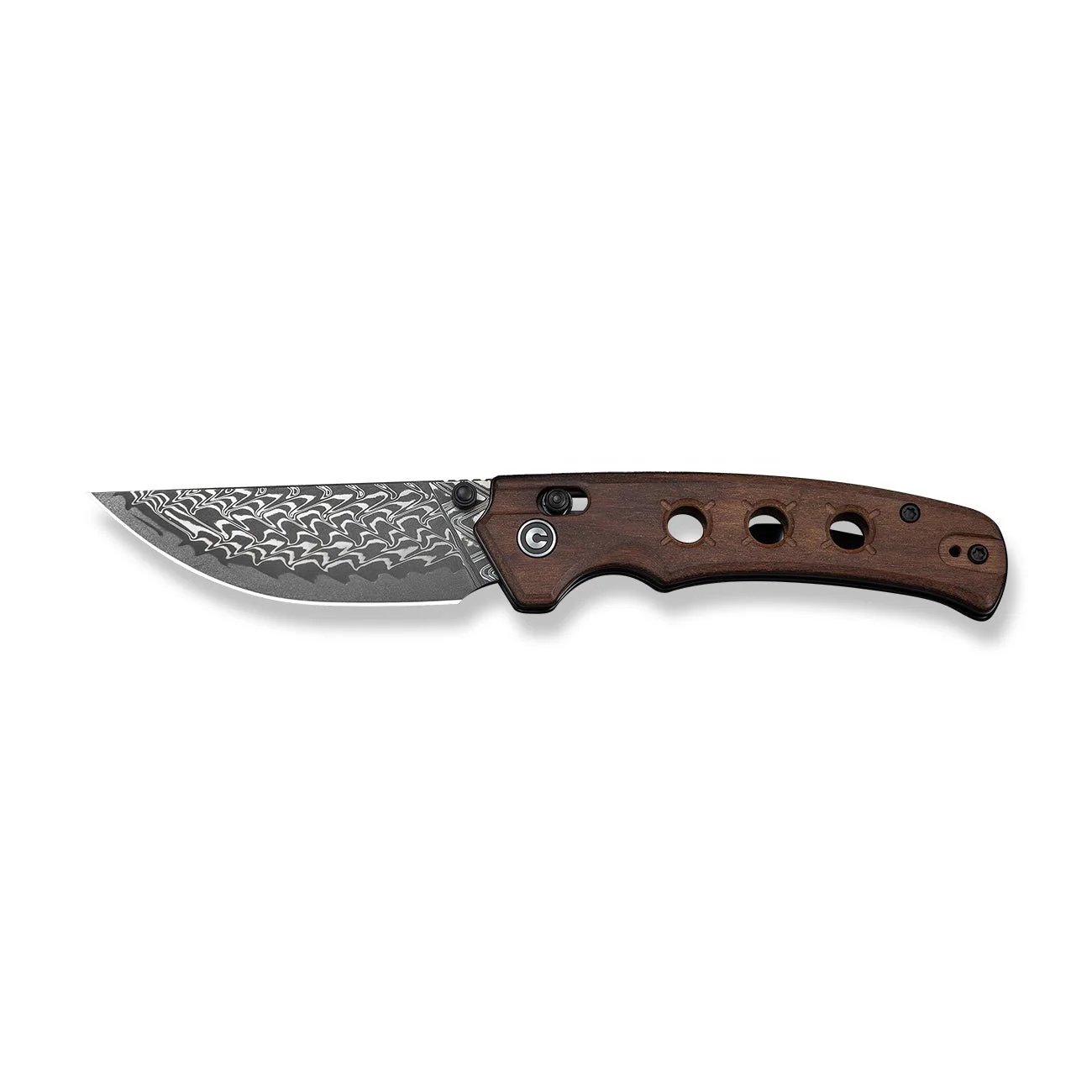 CIVIVI Noctis Thumb Stud & Crossbar Lock Knife Guibourtia Wood Handle (2.98" Damascus Blade) C24020C-DS1 - Image 10