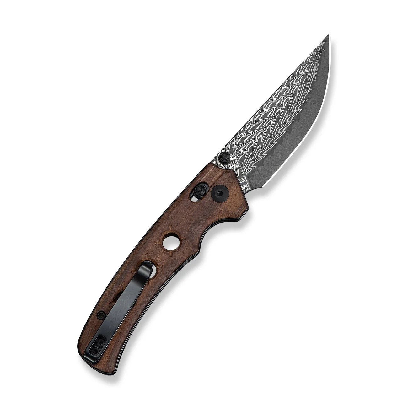 CIVIVI Noctis Thumb Stud & Crossbar Lock Knife Guibourtia Wood Handle (2.98" Damascus Blade) C24020C-DS1 - Image 8