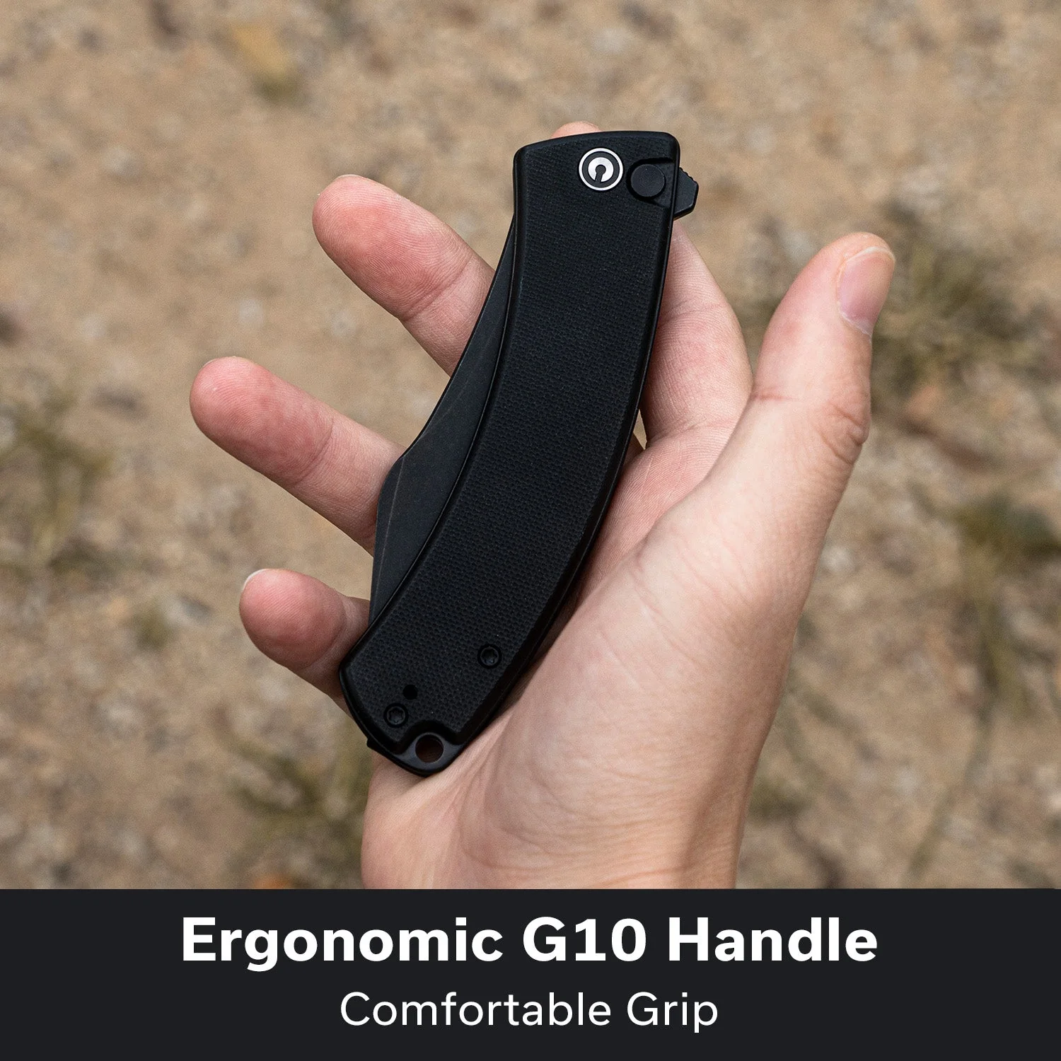 CIVIVI Outlaw Muk Flipper & Button Lock Knife Black G10 Handle (3.47" Black Stonewashed 14C28N Blade) C24079-1 - Image 4