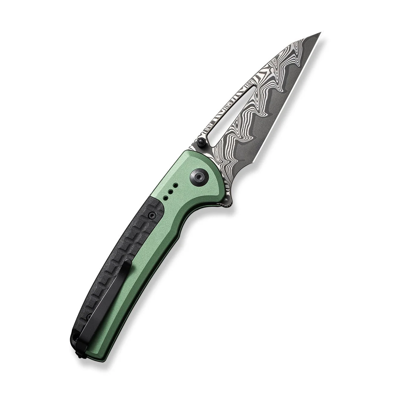 CIVIVI Sentinel Strike Flipper & Thumb Stud & Thumb Hole & Button Lock Knife Aluminum & FRN Handle (3.7" Damascus Blade) C22025B-DS1 - Image 6