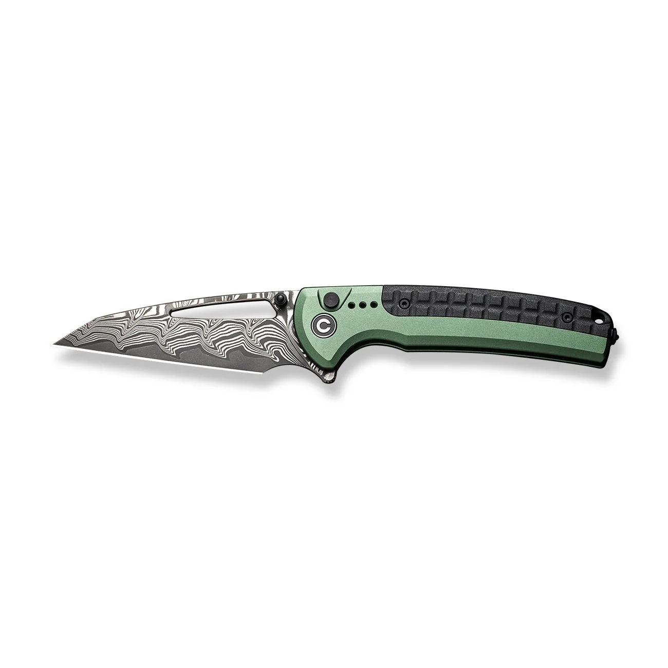 CIVIVI Sentinel Strike Flipper & Thumb Stud & Thumb Hole & Button Lock Knife Aluminum & FRN Handle (3.7" Damascus Blade) C22025B-DS1 - Image 8