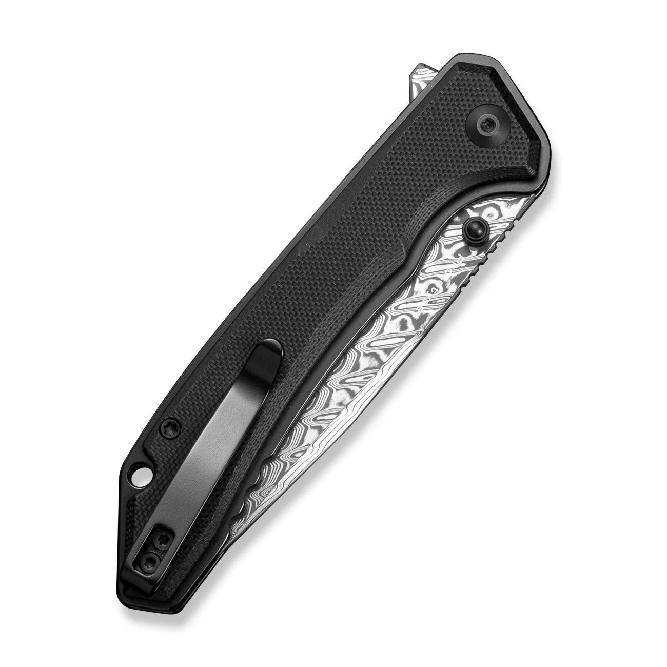 CIVIVI Spherion Flipper & Thumb Stud & Button Lock Knife Black G10 Handle (3.45" Damascus Blade) C25039 Sample1 - Image 4