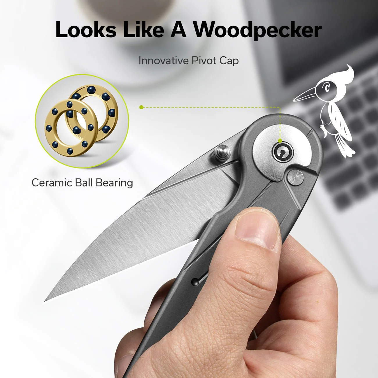 CIVIVI Starflare Thumb Stud & Button Lock Knife Aluminum Handle (3.3" Nitro-V Blade) C23052-2 - Image 3